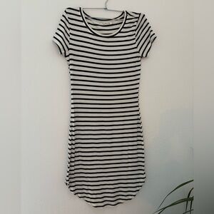 Heart & Hips Black and White Striped Midi Dress